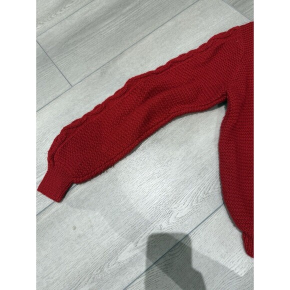 Vintage LL Bean Cardigan Cable Knit Sweater Wool Fisherman |. Red | Size 42 - L - Picture 11 of 14